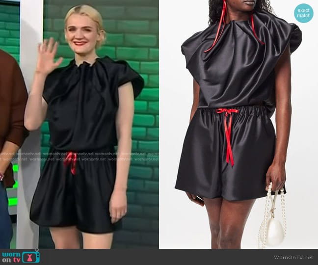 Simone Rocha Gathered Satin Top worn by Gayle Rankin on Today