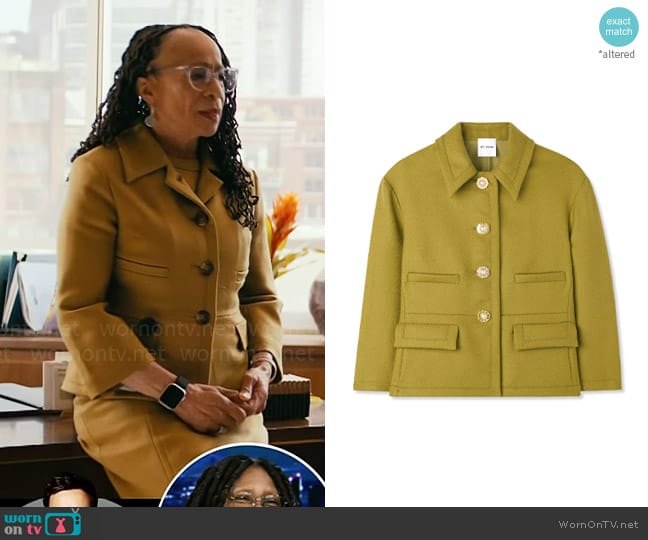 St John Collection Textured Wool Short Jacket in Moss worn by Sharon Goodwin (S. Epatha Merkerson) on Chicago Med