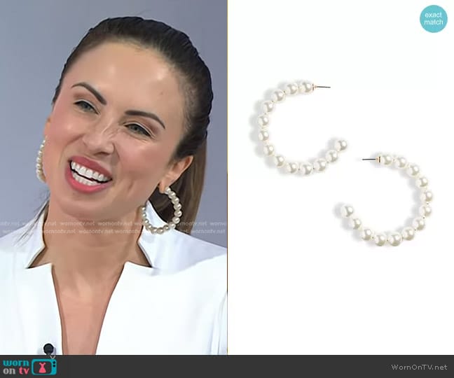 Lele Sadoughi Stardust Imitation Pearl Hoop Earrings worn by Myka Meier on Today