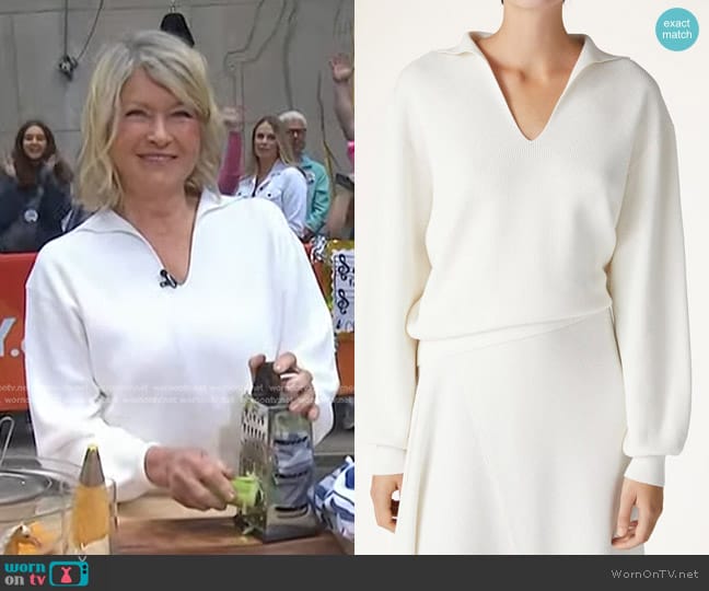 Loro Piana Tazawa V-Neck Polo Sweater worn by Martha Stewart on Today