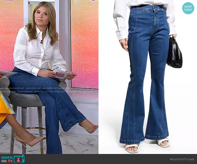 Veronica Beard Sheridan Seamed High-Rise Bell-Bottom Jeans worn by Jenna Bush Hager on Today