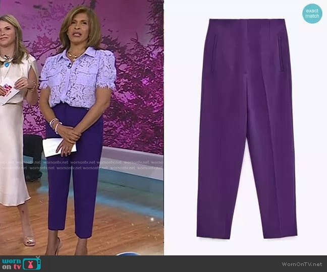 Zara High-Waisted Pants in Purple worn by Hoda Kotb on Today