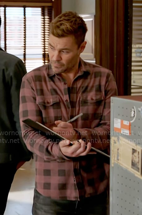 Adam’s pink checked shirt on Chicago PD