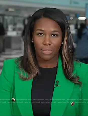 Adrienne Broaddus’s green double breasted blazer on Today