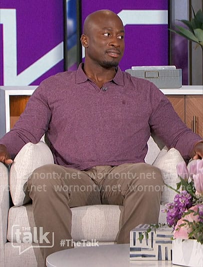 Akbar’s purple long sleeve polo shirt on The Talk