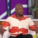 Akbar’s red and white printed shirt on The Talk