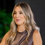 Alex’s brown leather twist front dress on Selling the OC