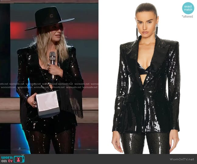 Alex Perry Sequin Fitted Blazer worn by Lainey Wilson on The Voice