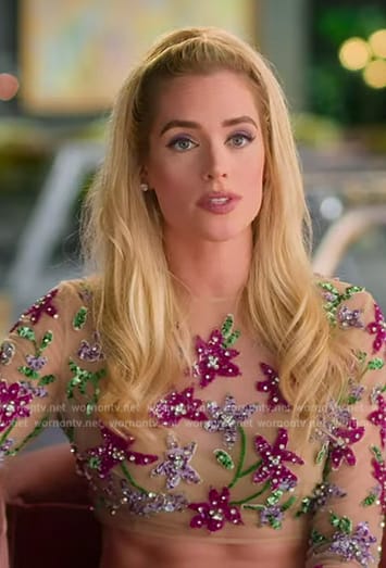 Alexandra’s floral confessional top on Selling the OC