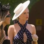 Alexandra’s blue polka dot halter neck dress on Selling the OC
