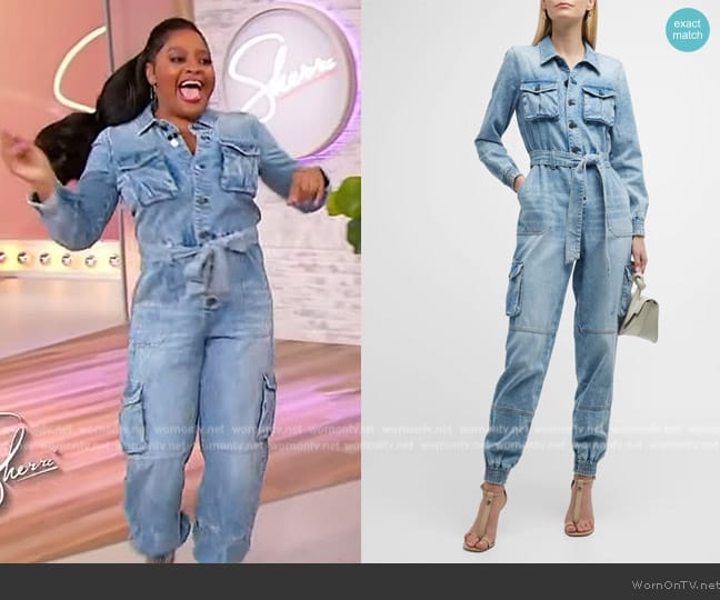 Alice + Olivia Etha Chambray Jumpsuit worn by Sherri Shepherd on Sherri