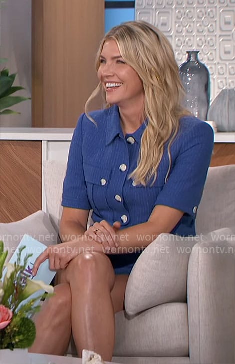 Amanda’s blue short sleeve jacket and shorts set on The Talk
