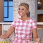 Amanda’s pink sequin checked crop top and skirt set on The Talk