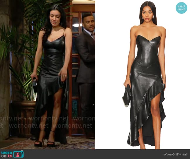 Amanda Uprichard Symone Faux Leather Dress worn by Audra Charles (Zuleyka Silver) on The Young and the Restless
