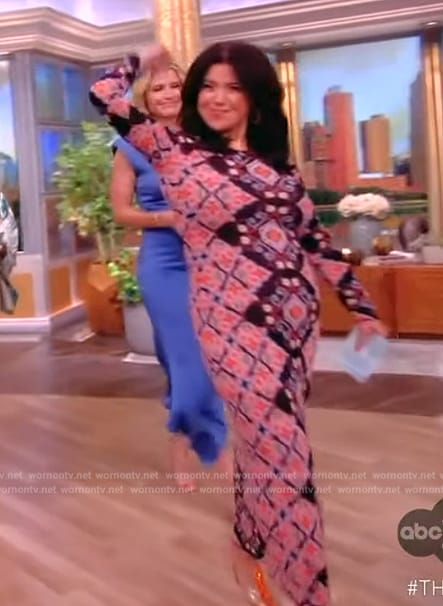 Ana’s geometric patterned knit dress on The View