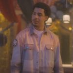 Andre’s tie dye denim jacket and jeans on Grown-ish
