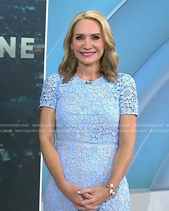 Andrea Canning’s blue floral lace dress on Today