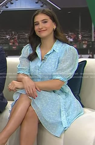 Angie Lassman’s blue floral shirtdress on Today
