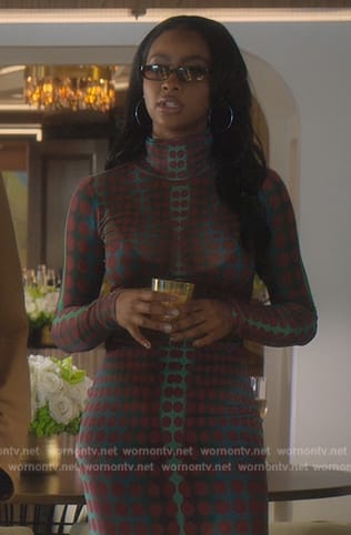 Annika’s polka dot print mesh dress on Grown-ish