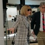 Anna Wintour’s grey plaid coat and print pleated skirt on Today