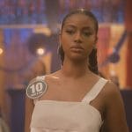 Annika’s white sequin crop top on Grown-ish