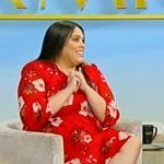 Anthena Valentine’s red floral print dress on Tamron Hall Show