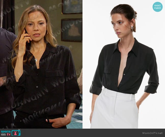 Babaton Utility Shirt in Black worn by Ava Vitali (Tamara Braun ) on Days of our Lives