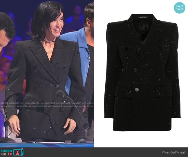 Balenciaga Double-Breasted Rhinestone-Embellished Blazer worn by Katy Perry on American Idol
