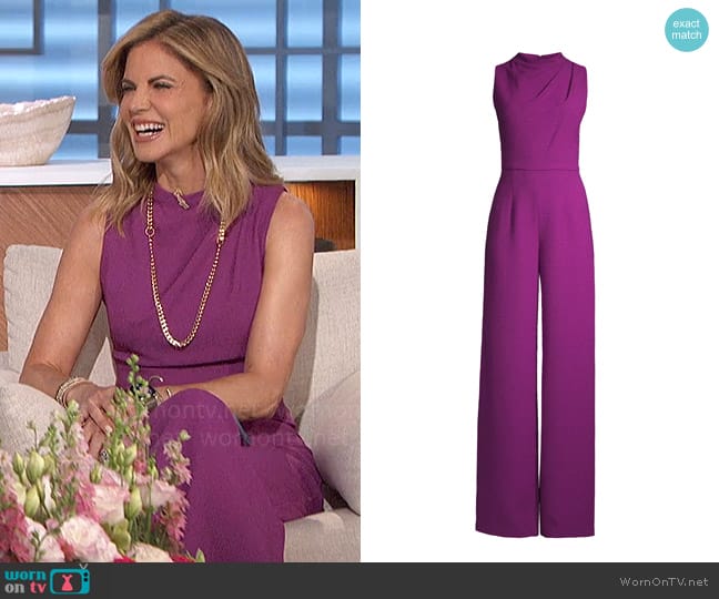 Black Halo Corinne Jumpsuit in Hyacinth worn by Natalie Morales on The Talk