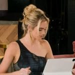 Alexandra’s black tie dye one shoulder dress on Selling the OC