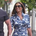 Dolores’s blue floral print dress on The Real Housewives of New Jersey