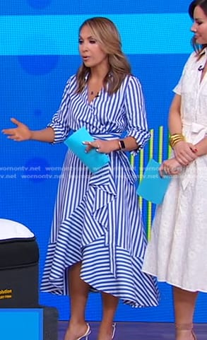Lori’s blue striped wrap dress on Good Morning America