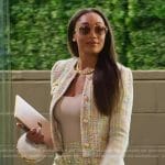 Brandi’s tweed jacket and mini skirt on Selling the OC