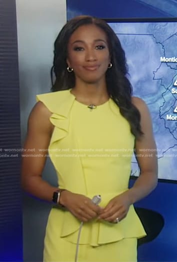 Brittany’s yellow yellow side ruffle dress on Good Morning America