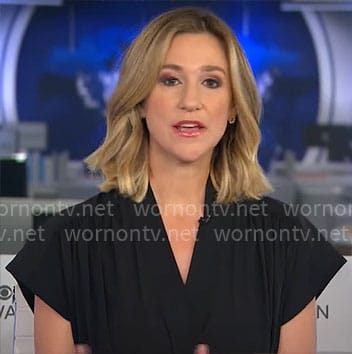 Caitlin Huey-Burns’s v-neck short sleeve dress on CBS Mornings