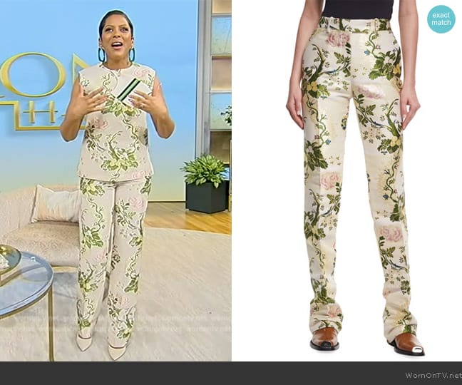 Calcin Klein NYC Flora Brocade Pants worn by Tamron Hall on Tamron Hall Show