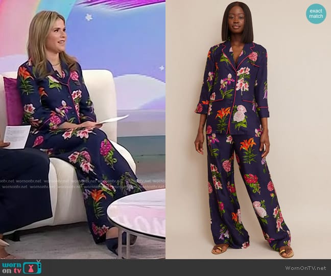 Cara Cara Venezia Jacket in Evening Blue Camellia Flora worn by Jenna Bush Hager on Today