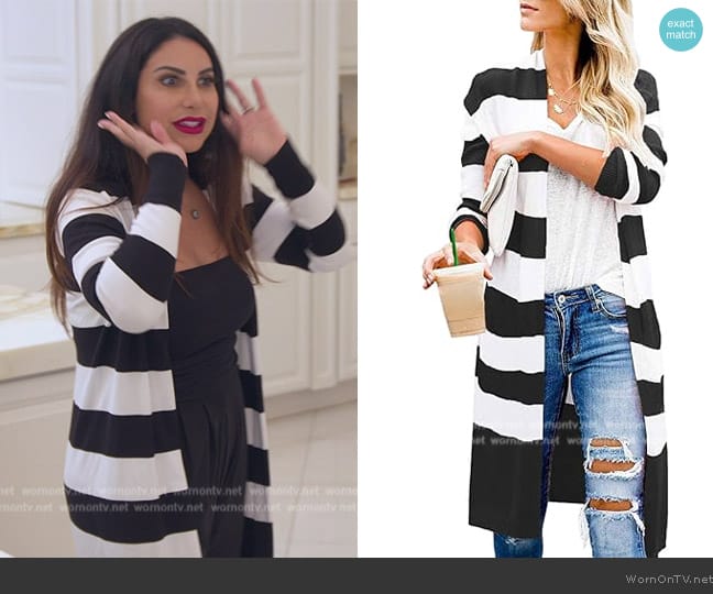Cardydony Stripe Cardigan worn by Jennifer Aydin on The Real Housewives of New Jersey