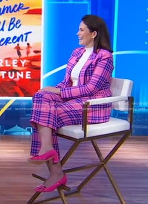 Carley Fortune’s pink plaid blazer and pants on Good Morning America