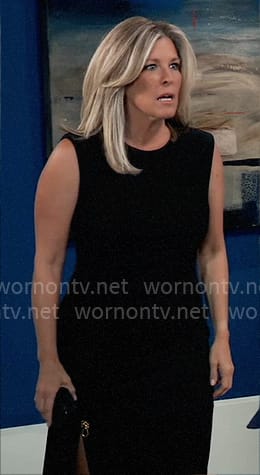 Carly’s black dress with gold detail on General Hospital
