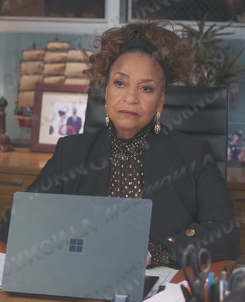 Catherine’s black metallic dot blouse on Greys Anatomy