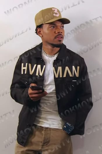 Chance’s HVMAN print denim jacket on The Voice