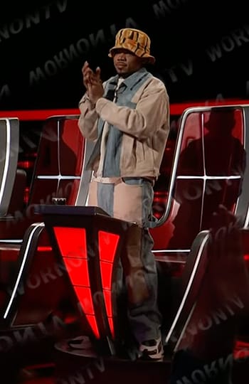 Chance’s colorblock denim jacket and pants on The Voice