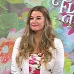Christina Stembel’s white floral cowl neck dress on Today