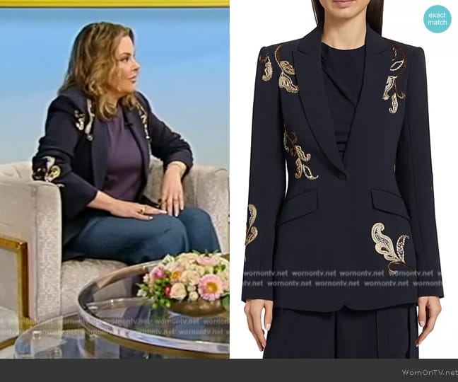 Cinq a Sept Cheyenne Paisley-Embroidered Blazer worn by Erica Taylor on Tamron Hall Show