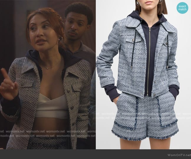 Cinq a Sept Noemie Boucle Jess Hooded Jacket worn by Ana Torres (Francia Raisa) on Grown-ish