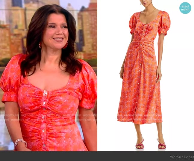 Cinq a Sept Ximena Summer Waves Midi Dress worn by Ana Navarro on The View