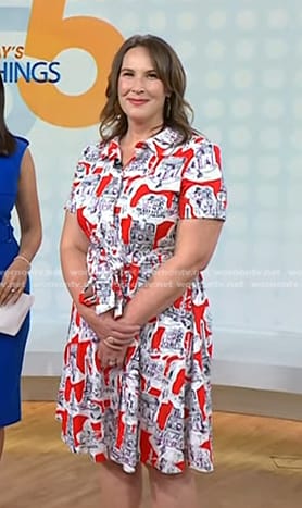 Colleen McDaniel’s red Paris print shirtdress on Today