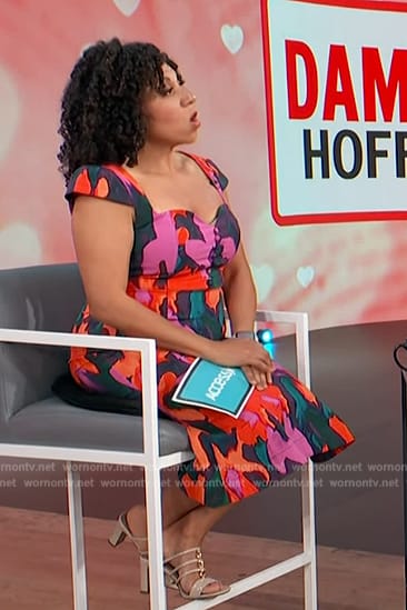 Damona’s floral print sweetheart dress on Access Hollywood