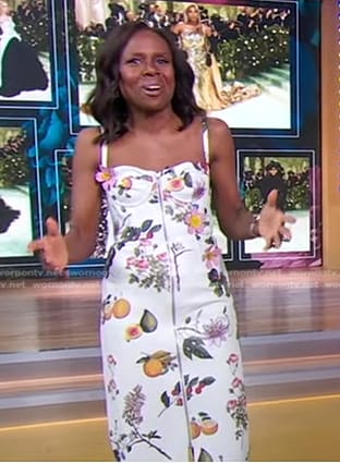 Deborah’s white floral zip front dress on Good Morning America